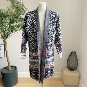 MAXSPORT Leopard Nordic Knit Long Cardigan NWT M